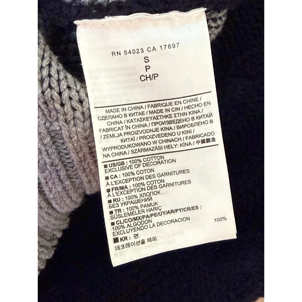 Banana Republic Heritage Collection Mens Navy Blue Cable Knit Cotton Sweater S